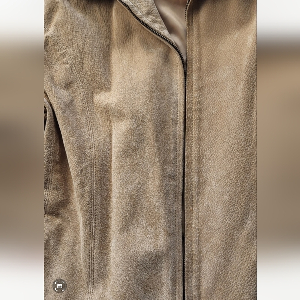 Siena Suede Leather Tan Biker Style Zip Up Jacket Women's Size XL - Picture 12 of 12